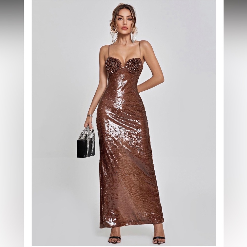 Brown sequin dress